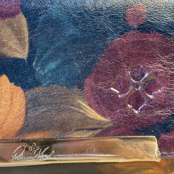 Patricia Nash Floral Leather Wallet in Rich Sienna /Purple Tones NWOB - Picture 2 of 12